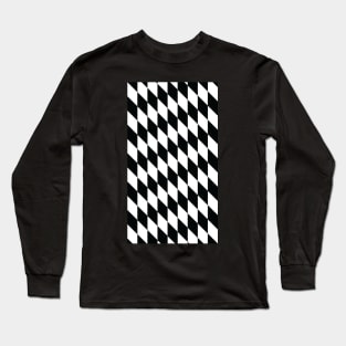 Checkered Rhomboids "White-Black" Long Sleeve T-Shirt